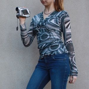 SOLD COPY - Mesh patterned long sleeved top from Sweet Pea by Stacy Frati